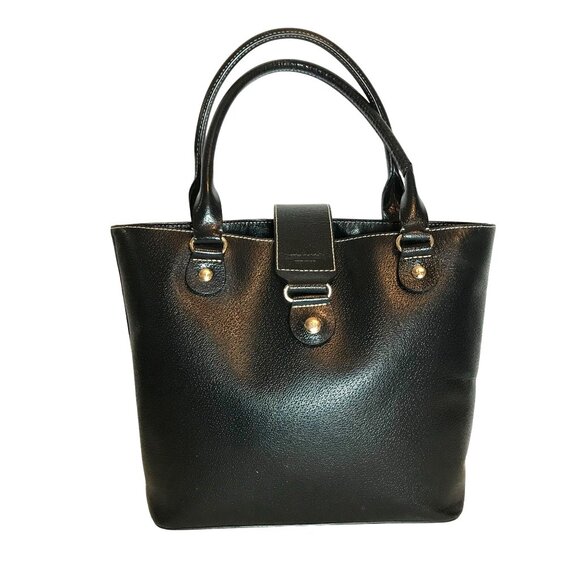 Kate Spade New York Black Faux Leather Tote Bag Dual Handles - Picture 1 of 12